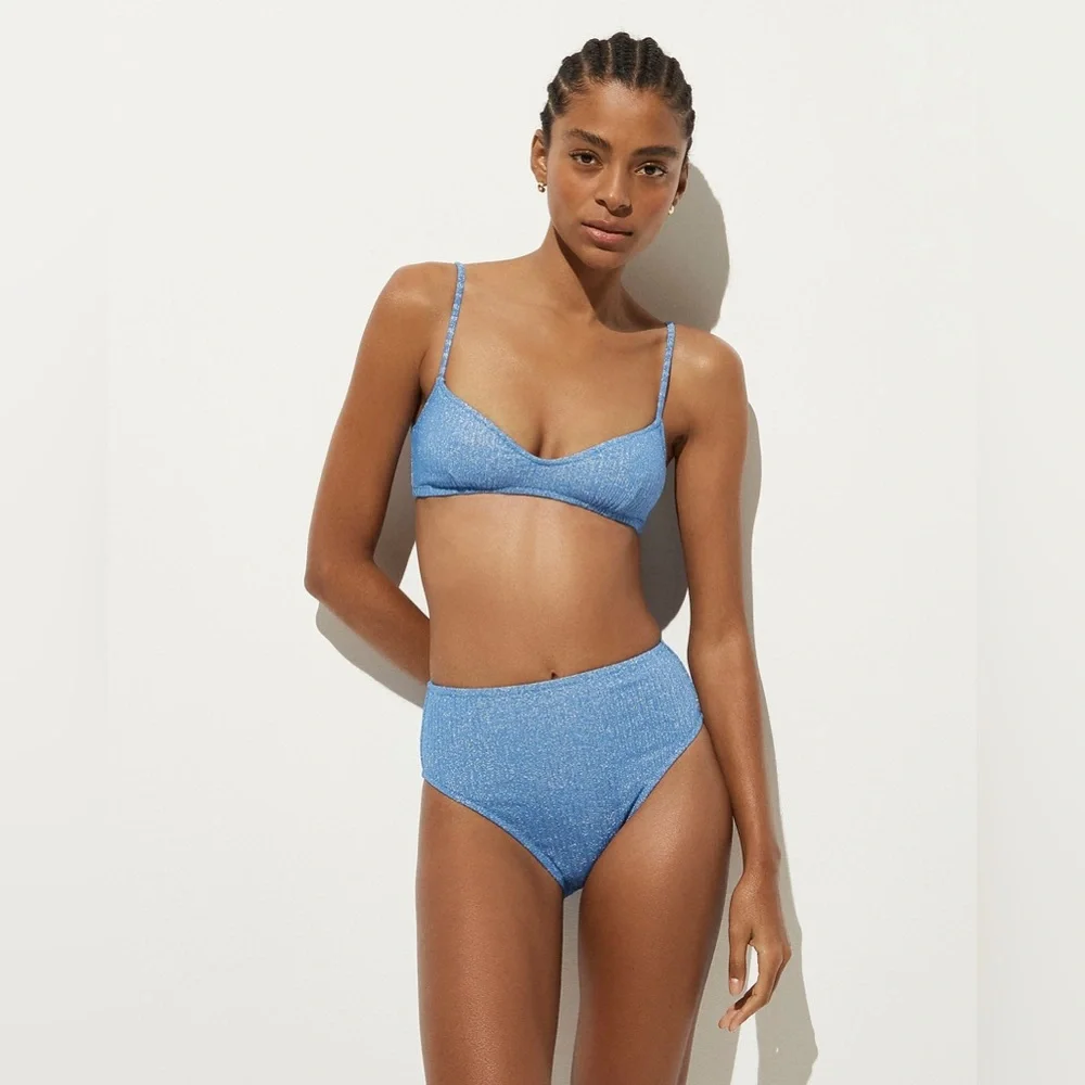 NWT J.Crew Odessa Bikini Top & Hallie Bikini Bottom in Sparkle Rib